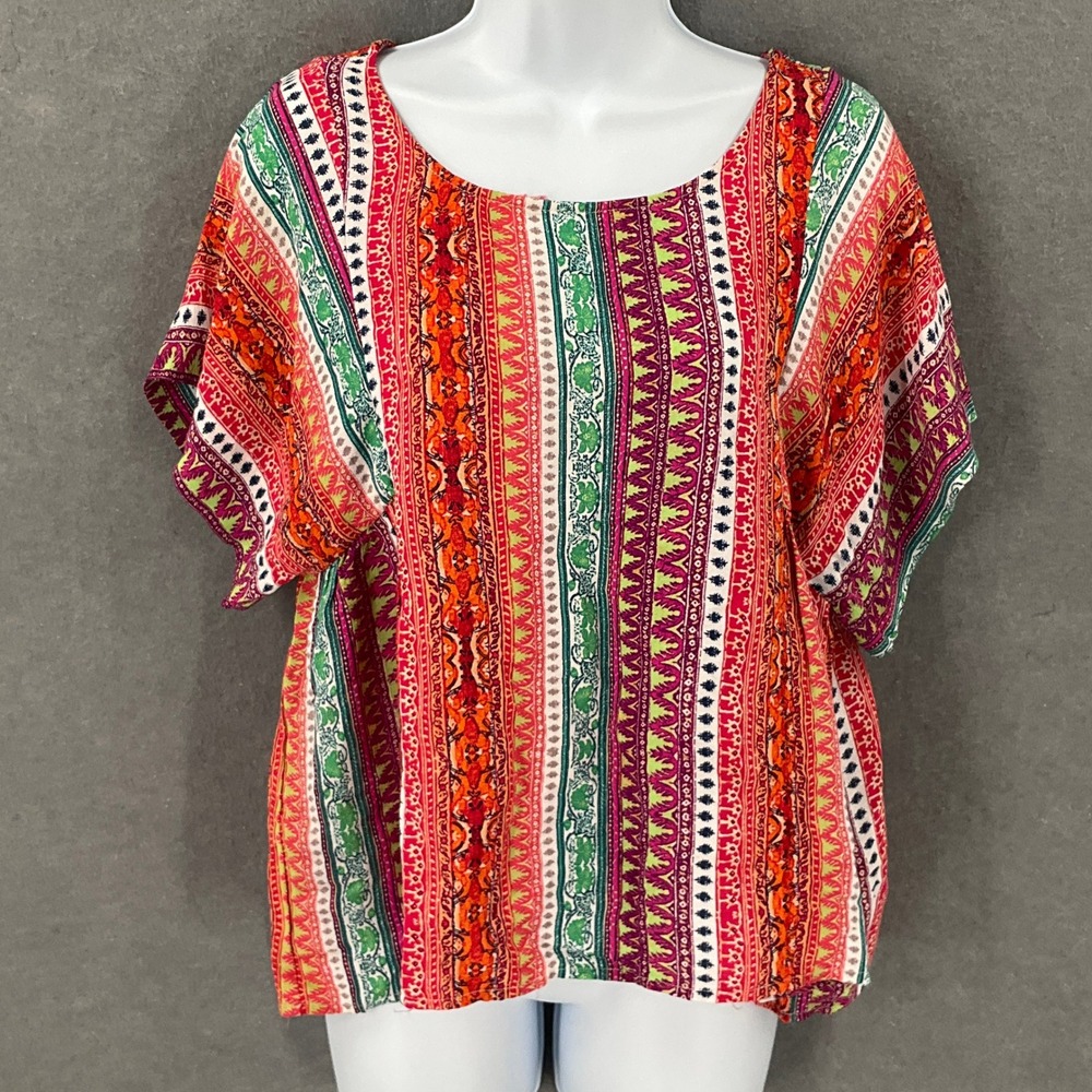 Maeve Anthropologie Bohemian Colorful Striped Top‎ Sz S Pullover Lightweight